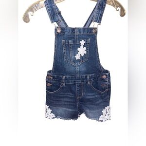 Jordache Blue Denim Jean Short Overalls with Classic Indigo Twill / GIRLS